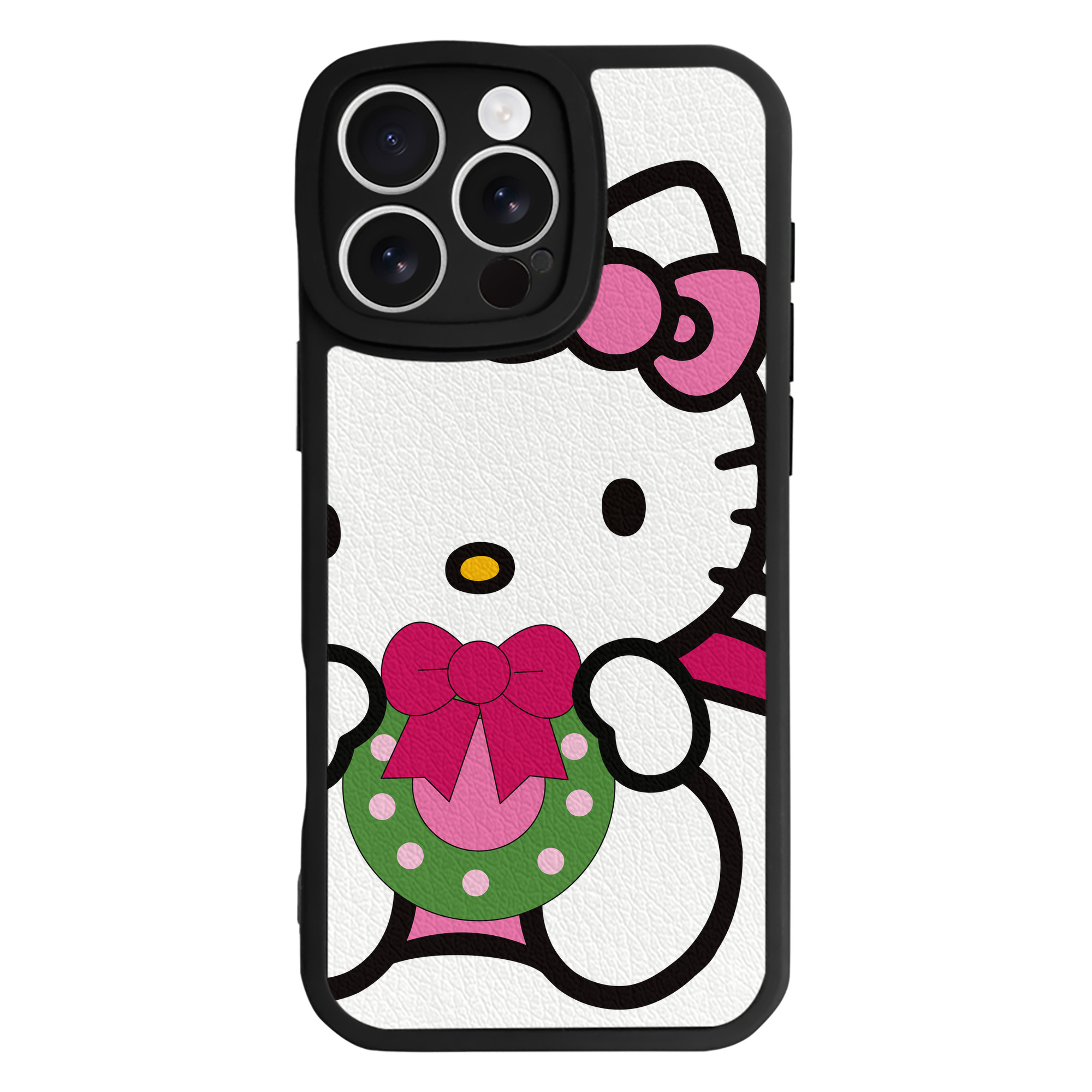 （画像用） Hello Kitty ハローキティ 【iPhone 16シリーズ対応】シリコンスマホケース（レザー調） 材質：シリコン